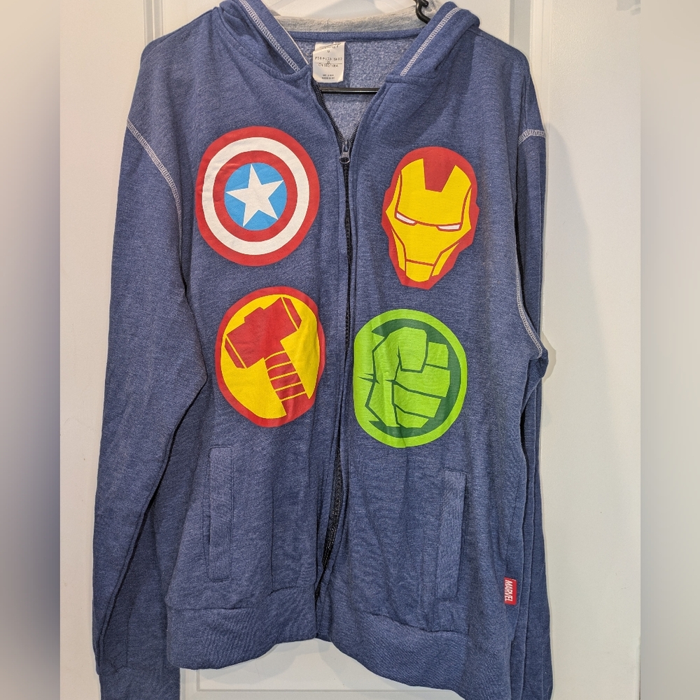 Marvel Avengers Disney Store Hoodie Zip Up Size M Captain America Iron Man Thor